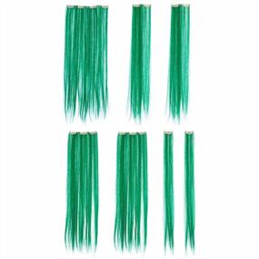 img 2 attached to Get Your Party On With SWACC'S 7-Piece Green Clip-On Hair Extensions