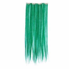 img 1 attached to Get Your Party On With SWACC'S 7-Piece Green Clip-On Hair Extensions