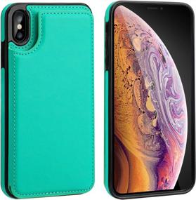 img 2 attached to Green IPhone Xs/X Wallet Case By OT ONETOP - Premium PU Leather Case With Kickstand, Card Slots, Double Magnetic Clasp, And Shockproof Cover For 5.8 Inch IPhone Xs/X