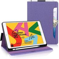 protective canvas case for new ipad 10.2: toplive folio with apple pencil holder, auto sleep/wake, and multi-angle viewing - purple logo