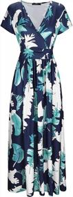 img 3 attached to Women'S V-Neck Floral Print Pocket Maxi Long Dress