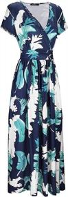 img 2 attached to Women'S V-Neck Floral Print Pocket Maxi Long Dress