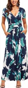 img 4 attached to Women'S V-Neck Floral Print Pocket Maxi Long Dress