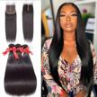 100% unprocessed brazilian virgin hair - brazilian straight human hair bundle deal with closure in middle part - natural black color - 3 bundles (20", 22", 24") with 18" closure logo