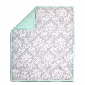 img 3 attached to 3 Piece Baby Crib Bedding Set In Grey Damask And Mint Green By The Peanut Shell For Stylish And Comfortable Nursery Decor