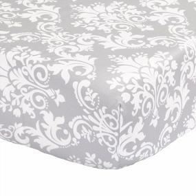 img 1 attached to 3 Piece Baby Crib Bedding Set In Grey Damask And Mint Green By The Peanut Shell For Stylish And Comfortable Nursery Decor