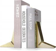 набор из 2 золотых чугунных треугольных подставок для книг - прочная декоративная геометрическая тема для четкого и элегантного вида логотип