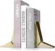 set of 2 gold cast iron triangle bookends - heavy duty decorative geometric theme for sharp and sleek look logo
