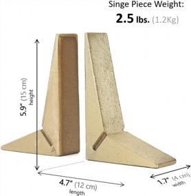 img 3 attached to Set Of 2 Gold Cast Iron Triangle Bookends - Heavy Duty Decorative Geometric Theme For Sharp And Sleek Look