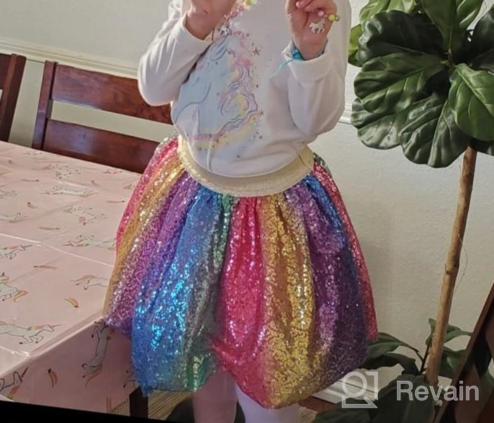 img 1 attached to 🌈 Exquisite Rainbow Unicorn Sequin Sparkling Girls' Skirts & Skorts: Enchanting Dancewear review by Amy Blackmon