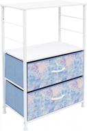 sorbus 2-drawer nightstand shelf storage - bedside table chest end furniture for home, bedroom, office, college dorm with steel frame & wood top and easy pull fabric bins (tie-dye blue) logo