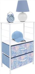 img 2 attached to Sorbus 2-Drawer Nightstand Shelf Storage - Bedside Table Chest End Furniture For Home, Bedroom, Office, College Dorm With Steel Frame & Wood Top And Easy Pull Fabric Bins (Tie-Dye Blue)