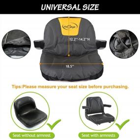 img 2 attached to Riding Lawn Mower Seat Cover, HOMEYA Heavy Duty 600D Oxford Waterproof Tractor Seat Cover With Padding & Back Pockets, For 12.2-14.2 Inches High Seats, Fits Husqvarna Cub Cadet Seat With Armrests