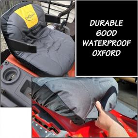 img 3 attached to Riding Lawn Mower Seat Cover, HOMEYA Heavy Duty 600D Oxford Waterproof Tractor Seat Cover With Padding & Back Pockets, For 12.2-14.2 Inches High Seats, Fits Husqvarna Cub Cadet Seat With Armrests