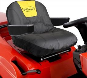 img 4 attached to Riding Lawn Mower Seat Cover, HOMEYA Heavy Duty 600D Oxford Waterproof Tractor Seat Cover With Padding & Back Pockets, For 12.2-14.2 Inches High Seats, Fits Husqvarna Cub Cadet Seat With Armrests