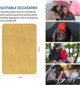 img 3 attached to Azobur Nylon Repair Patches Waterproof Self-Adhesive First Aid Tenacious Lightweight Portable Fabric For Down Jacket, Tent Clothes, Sleeping Bag (Golden Rectangle)