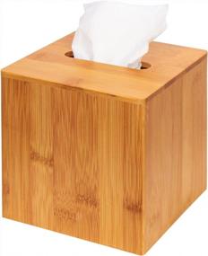 img 4 attached to JackCube Design Bamboo Square Tissue Box Cover Holder Case Cover Holder Box Napkin Holder Organizer Stand For Living Room Kitchen Bedroom Office Wood (Set Of 1, 5.67 X 5.67 X 5.67)- MK273A