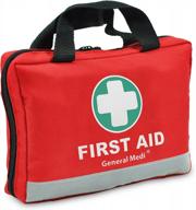 first aid kit -309 pieces- reflective bag design with eyewash, bandages, moleskin pad and emergency blanket for travel, home, office, car, camping & workplace logo