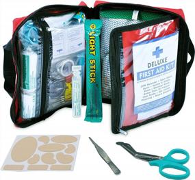 img 1 attached to First Aid Kit -309 Pieces- Reflective Bag Design With Eyewash, Bandages, Moleskin Pad And Emergency Blanket For Travel, Home, Office, Car, Camping & Workplace