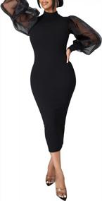 img 3 attached to Sexy Mesh Puff Sleeve Bodycon Dress For Women - See-Through Party Club Dress In A Flattering Cut
