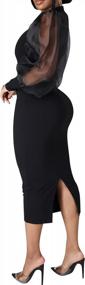img 1 attached to Sexy Mesh Puff Sleeve Bodycon Dress For Women - See-Through Party Club Dress In A Flattering Cut