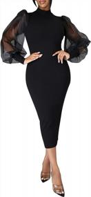 img 2 attached to Sexy Mesh Puff Sleeve Bodycon Dress For Women - See-Through Party Club Dress In A Flattering Cut