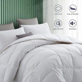 img 3 attached to Ultra-Soft 100% Cotton Shell Feather Down Comforter For Full/Queen Size Bed - Lightweight Duvet Insert With All-Season Light Warmth - Ideal Bedding For Maximum Comfort By Puredown®