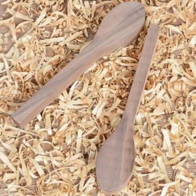img 1 attached to 2Pcs Walnut Wood Carving Spoon Blanks Unfinished Wooden Craft Whittling Kit For Beginner Kids Whittlers Starter