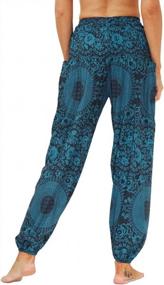 img 2 attached to Boho Yoga Palazzo Pants For Women - Ainuno'S Summer Lounge Wear With Pockets