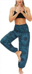 img 4 attached to Boho Yoga Palazzo Pants For Women - Ainuno'S Summer Lounge Wear With Pockets