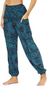 img 1 attached to Boho Yoga Palazzo Pants For Women - Ainuno'S Summer Lounge Wear With Pockets