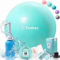 complete pregnancy and labor set - tumaz birth ball with peri bottle, yoga strap, non-slip socks, instruction poster, and quick foot pump logo