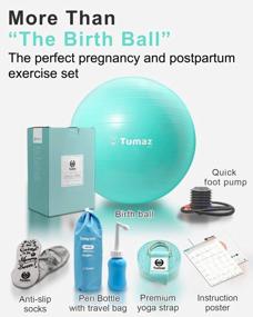 img 3 attached to Complete Pregnancy And Labor Set - Tumaz Birth Ball With Peri Bottle, Yoga Strap, Non-Slip Socks, Instruction Poster, And Quick Foot Pump