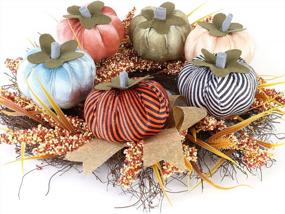 img 4 attached to 6 Pack Handmade Velvet Pumpkins For Fall Decorating - 4.72 In Faux Foam Pumpkin Tabletop Decoration For Autumn Halloween Thanksgiving Harvest Festive Home Decor
