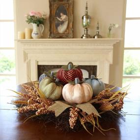 img 1 attached to 6 Pack Handmade Velvet Pumpkins For Fall Decorating - 4.72 In Faux Foam Pumpkin Tabletop Decoration For Autumn Halloween Thanksgiving Harvest Festive Home Decor