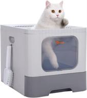 🐱 hoopet enclosed cat litter box with filter lid, anti-splashing design, leak-proof for medium and large cats, drawer type cat toilet for easy cleaning - includes litter scoop логотип