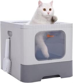 img 4 attached to 🐱 Hoopet Enclosed Cat Litter Box with Filter Lid, Anti-Splashing Design, Leak-proof for Medium and Large Cats, Drawer Type Cat Toilet for Easy Cleaning - Includes Litter Scoop