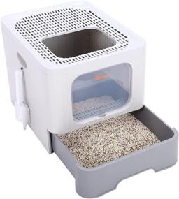 img 3 attached to 🐱 Hoopet Enclosed Cat Litter Box with Filter Lid, Anti-Splashing Design, Leak-proof for Medium and Large Cats, Drawer Type Cat Toilet for Easy Cleaning - Includes Litter Scoop