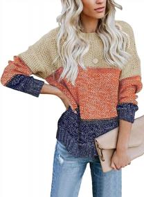 img 4 attached to Stay Cozy And Stylish With Arainlo'S Color Block Long Bat Sleeve Sweater