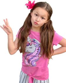 img 1 attached to Sequin Unicorn T-Shirt: Cute Girls' 🦄 Top - Tops, Tees & Blouses Collection