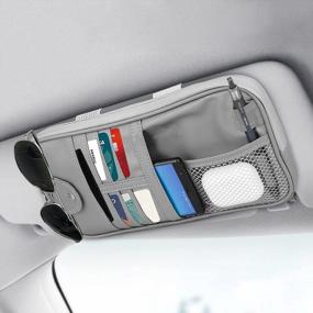 img 4 attached to Car Visor Organizer Auto Interior Accessories Storage Pocket Truck Pouch Holder Tissue Case Bag Card License Registration Sunglass Multi-Pocket Net Zipper