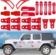 bonbo 22pcs engine hood door hinge cover ac vent trim exterior accessories for 2018-2022 jeep wrangler jl jlu sports sahara freedom rubicon (red) logo