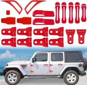 img 4 attached to Bonbo 22PCS Engine Hood Door Hinge Cover AC Vent Trim Exterior Accessories For 2018-2022 Jeep Wrangler JL JLU Sports Sahara Freedom Rubicon (Red)