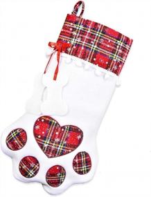 img 4 attached to Large Paw Christmas Pet Stocking - 1 Pcs Dog'S Gift For Decorations, 18 X 11 Inches