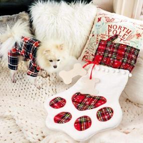 img 2 attached to Large Paw Christmas Pet Stocking - 1 Pcs Dog'S Gift For Decorations, 18 X 11 Inches