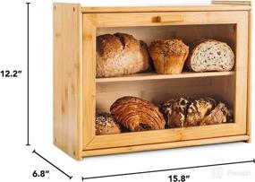 img 2 attached to Laura's Green Kitchen Large Bread Box - Fully Assembled Wood Bread Bin with Clear Front Window for Farmhouse Style Kitchen Counter - Double Layer Bread Storage Bin for 2 Loaves - Bamboo Construction