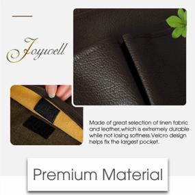img 2 attached to Dark Brown Leather & Linen Sofa Armrest Organizer With 4 Pockets For Magazine, Books, TV Remote Control, Cell Phone, And IPad - Perfect For Couch Armchair Caddy By Joywell