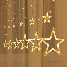 img 3 attached to Sparkle Up Your Home With Joiedomi'S 2 Pack Star Curtain Lights - 138LED 12 Stars Window Curtain Lights For Christmas, Wedding, & Holiday Decor With 8 Modes Remote (Warm White)