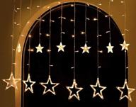 зажгите свой дом с помощью 2-х комплектных звездных занавесок joiedomi - 138led 12 звездных оконных занавесок для рождества, свадьбы и праздничного декора с 8 режимами дистанционного управления (теплый белый) логотип