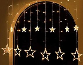 img 4 attached to Sparkle Up Your Home With Joiedomi'S 2 Pack Star Curtain Lights - 138LED 12 Stars Window Curtain Lights For Christmas, Wedding, & Holiday Decor With 8 Modes Remote (Warm White)